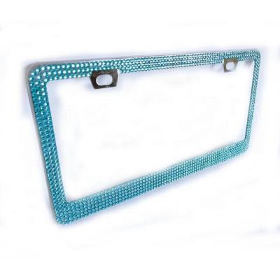 China NO Diamond-encrusted beauty gauge unobstructed SuperFlash car license plate frame trendy talent car decoration for sale