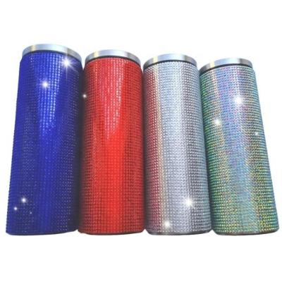 China PORTABLE Customizable Diamond thermos cup with diamond pattern and logo 304 stainless steel large capacity straw cup with fast production for sale