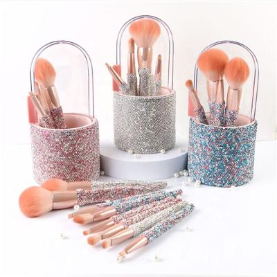 China Fan Brush Support customized new clay rhinestone barrel Diamond-embedded painting 8-piece set boutique BlingBling crystal beauty set tools for sale