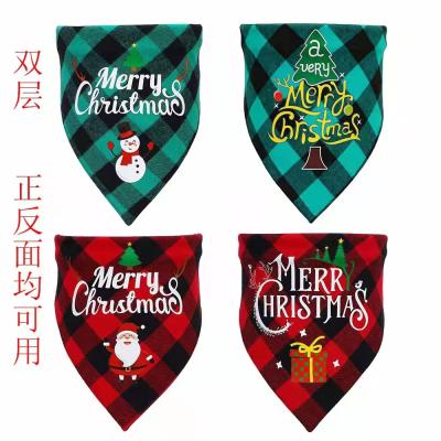 China Viable 2021Wholesale Christmas Newest Style Print Cute Custom Christmas Pattern Pet Scarf Cotton Triangle Dog Bandana for sale