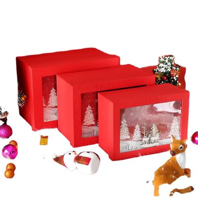 China Recyclable Christmas Wood Carving 3D Gift Box Decorative Kids Baby Luxury Clothing Packaging Box for sale