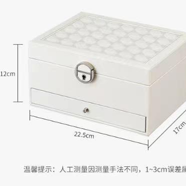 China Handmade Custom Leather Jewelry Storage Box Black White With Mirror Gift Vintage Jewelry Organizer In Stock for sale