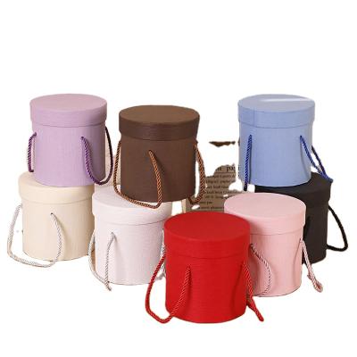 China Recyclable Mini Round 2In1 Patting Bucket Flower Bag Flower Box Bouquet Single Flower Box Flower Box Recyclable Holding Bucket for sale