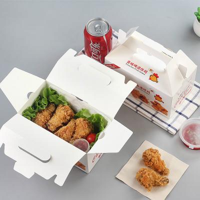 China Recyclable Disposable Take Away Fried Chicken Cardboard Containers Food Paper Box Packaging Customized Size for sale