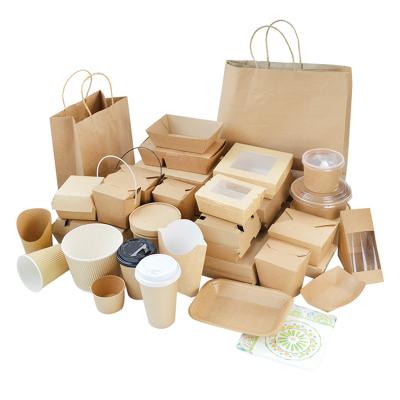 China Eco-friendly Recyclable Biodegradable Takeout Container Paper Food Packaging Paper Box Disposable Box for sale