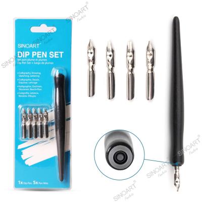 China SINOART Student's Oblique Calligraphy Pen Set In Stock Comic Dip Pen Set With 5 Replaceable Seeds for sale