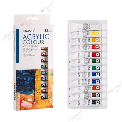 China Color Selection Sinoart Acrylic Paint 12ml Wide Color Acrylic Paints Set 12 Colors Quick Drying Water Soluble Acrylic Paints for sale