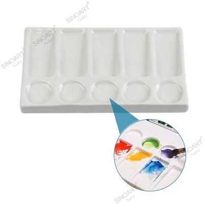 China Low NOQ Porcelain SINOART Ceramic Palette IN Stock 11x19cm Round Porcelain Palette Tray For Watercolor for sale