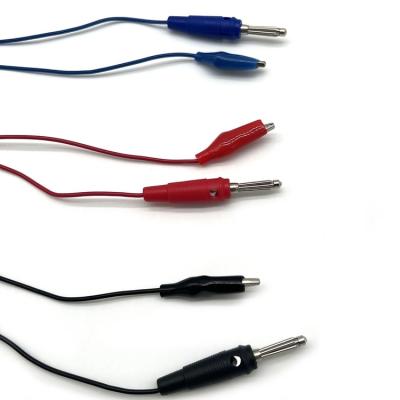 China Testing 4mm 3 Color Red Blue Black Banana Plug To Crocodile Clip Test Lead for sale