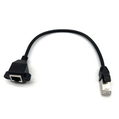 China Computer Networks Cable 30cm RJ45 Male To Female Screw Panel Mount Ethernet LAN Network Extension Cable for sale