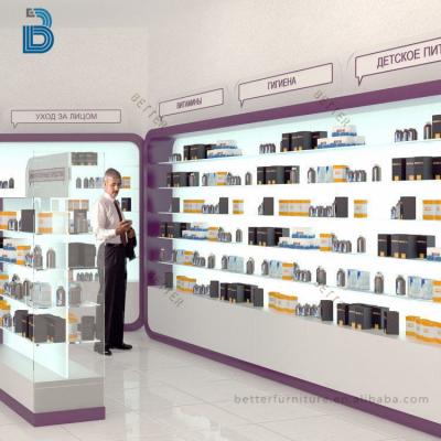 China PLY/MDF/SOLID WOOD/GLASS China Supplier Pharmacy Display Cabinet for Pharmacy Shelves for Pharmacy Shop Interior Design for sale