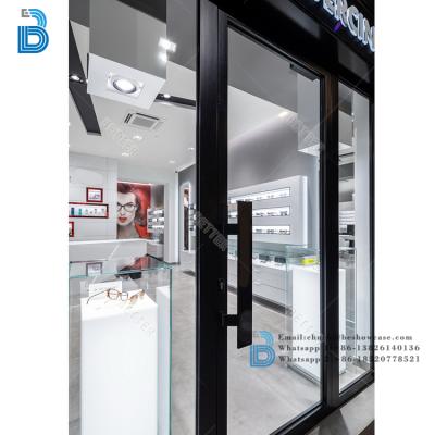 China PLY/MDF/SOLID WOOD/GLASS design popular eyewear glass showcase optical store fitting for optical display for sale