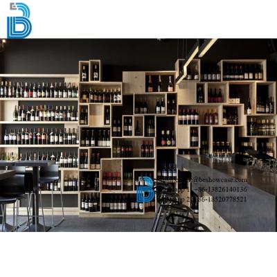 China Sustainable Popular Wooden Wall Display Rack For Wine for sale