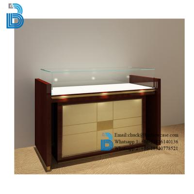 China PLY/MDF/SOLID WOOD/GLASS custom design service local customer supply wooden jewelry cabinet display jewelry box for sale