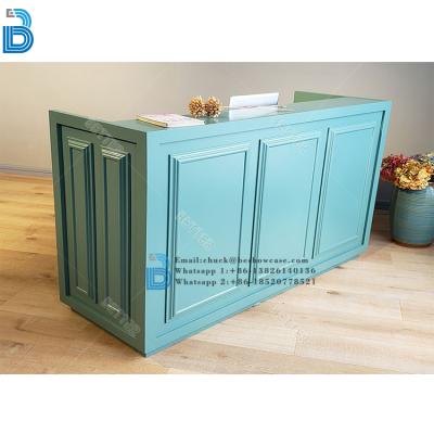 China PLY/MDF/SOLID WOOD/GLASS Retail Cashier Counter Cash Wrap Mall Desk Counter for sale