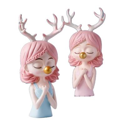 China Nordic light luxury girl decoration bubble antler deer China style creative home decoration to send pink children's gift for sale