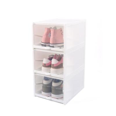 China Living Room Drawer Type Plastic Shoe Storage Box Set Box Transparent Shoe Cabinet Storage for sale