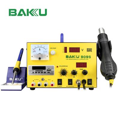 China Home Use BAKU Hot Product BK-909S Dual Digital Display 3 in 1 Hot Air BGA Rework Soldering Station with Power Supply for sale