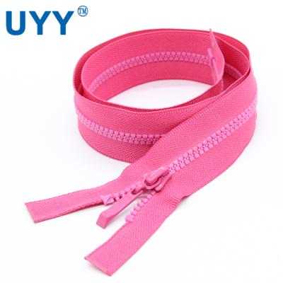 China Auto Lock Open End Rose Pink 3# Resin Plastic Zipper With Coat And Widely Clothing Use for sale