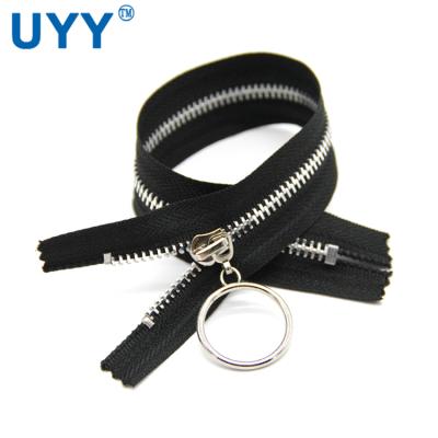 China Non viable aluminum head c/e slider zipper metal silver long chain zipper for sale