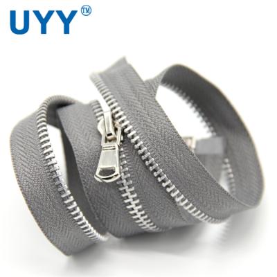 China Durable Plating Polished Aluminum Metal Zipper Open End Silver Color Zipper Slider for sale