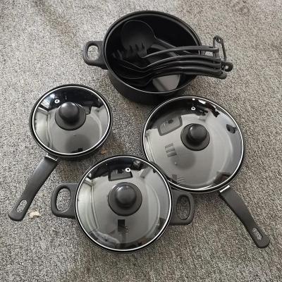 China Sustainable High Quality Stick Kitchen Non Cooking Pots And Pans Sets Cookware Sets Of Pots for sale