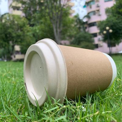 China Good Quality Non-Refillable Cup Cover With 8oz 12oz 16oz Fiber Bagasse Sugarcane Coffee Strawless Lids Biodegradable Mug for sale