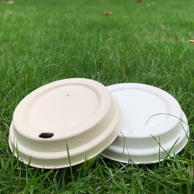 China Non-Refillable Compostable Biodegradable Sugar Cane Bagasse Disposable Coffee Paper Cups Covers With Coffee Takeout Paper Lids for sale