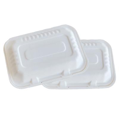 China Disposable Sugarcane Bagasse Clamshell Natural Organic Lunch Meal Box Paper and Plastic Alternative for sale