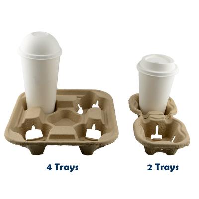 China 2 4 Cups Wholesale Disposable Disposable Portable Paper Cup Carrier No Puddle Juice Coffee Paper Cup Holder Tray for sale