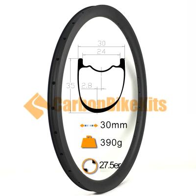 China 650B 27.5er 35x30mm Asymmetric Carbon Gravel Bike Rim Cyclecross Road Tubeless Disc Brake Wheel 390g for sale