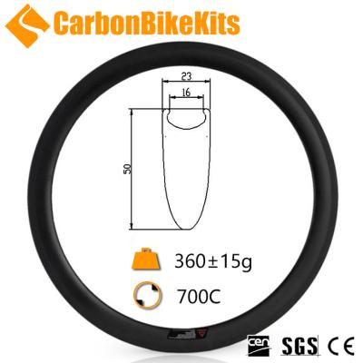 China Road Bikes CarbonBikeKits CR50C 700C Full Carbon Rims Wide Road Bicycle Rim 23mm 50mm Anvil Rims for sale