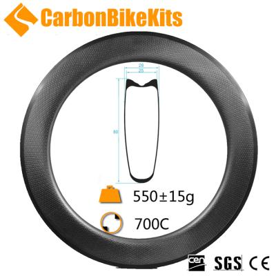 China CarbonBikeKits Full Carbon 700C Tubular Road Bike Rim With SP80T Dimpled Outer for sale