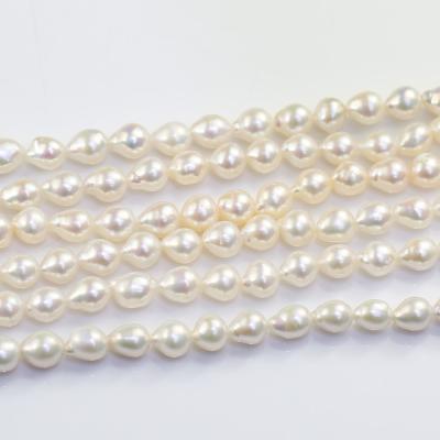 China Pearl 7-8mm Core Pear Teardrop Drop Freshwater Pearls Wholesale Price Irregular Baroque Freshwater Pearl String Strand Freshwater AAA Shape Pearl for sale