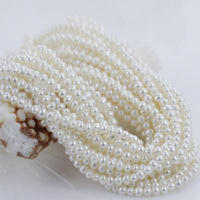 China White Natural Potato Pearl Bead String Natural Vintage 3.5-4mm AA Small Mini Grade Color Size Strand for sale