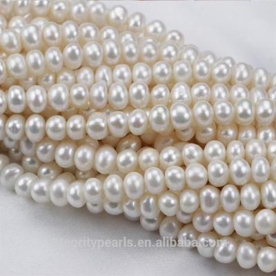 China CLASSIC 8-9mm AA+ Grade White Natural Natural Freshwater Real Button Pearl Round Pearl Strand for sale