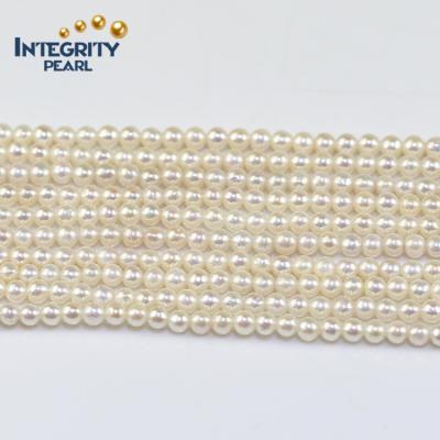 China Wholesale Price Tiny Freshwater Cultured Pearl 3-4mm Round Size AA Loose Freshwater Natural Pearl String Strand Small Pearl for sale