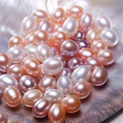 China Wholesale Real Cultured Genuine Natural Freshwater Teardrop Pearl 7-8mm Rice Shape 3A AAA Oval Grade Loose Drop Shaped Pearls No Hole for sale