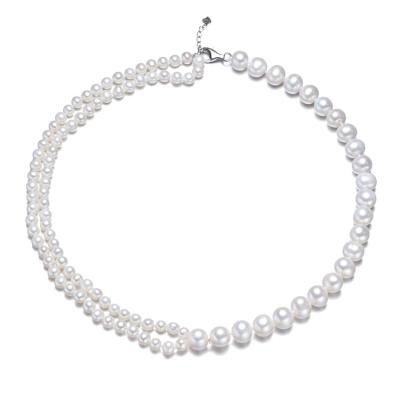 China TRENDY 5mm&9mm AA Off New Arrival Fashion Summer Unique Round Freshwater 925 Sterling Silver Stone Pearl Stone Necklace for sale