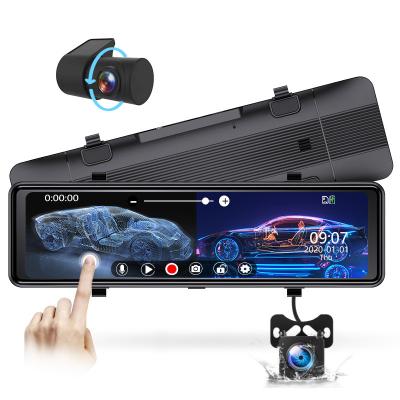 China WDR 10 Inch Touch Screen Rearview Mirror DVR Car Recorder Dash Cam For Cars Full HD 1080P Dual Lens Separate Lens Dash Camera for sale