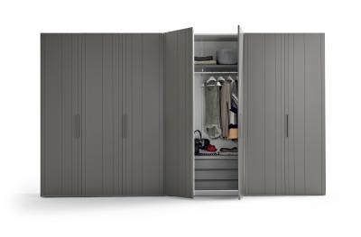 China Grey Wardrobe Design PVC Material Flat Eased Edge ODM OEM for sale