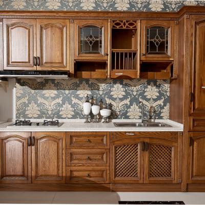 China Artificial Stone 16mm Solid Wood Kitchen Cabinets 18mm Real Wood Kitchen Pantry for sale