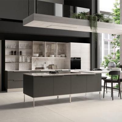 China Dark Grey Matt ODM PVC Kitchen Cabinets Australian Standard for sale