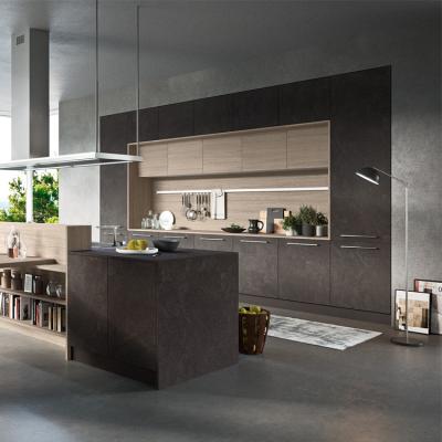 China Modular Modern Stone Kitchen Cabinets PVC USA High End Luxury for sale