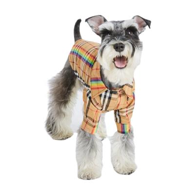 China Viable Wholesale Dog Clothes Pet Orange Plaid Shirt Like Vibrant Life Multicolor Stripe With Pocket Dog Shirt for sale