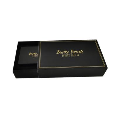 China Customized Recyclable Matt Paper Box Hair Tool Drawer Box Black Customized Packing Box With Logo Gold Stamping Custom for sale