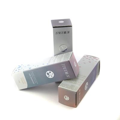 China Factory Price Recyclable High Quality Facial Cream Packaging Art Paper Box With Silver Foiled Stamping Logo for sale