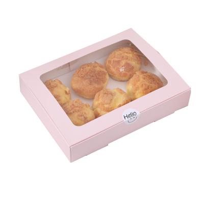 China Recycled Materials Xindonsen Food Grade Recycled Paper Box For Cake Candy White Card Window Retail Packaging Clear Box for sale