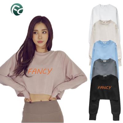 China Custom Color Chain Contrast Anti-wrinkle Print Long Sleeve Hoodie Women Tummy-Baring for sale