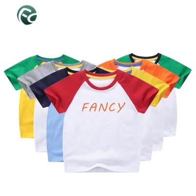 China 100% Pure White Unisex Kids Children's Short Sleeve T-Shirt OEM Blank Plain Custom Cotton Anti-Shrink Kid Sleeve T-Shirt for sale